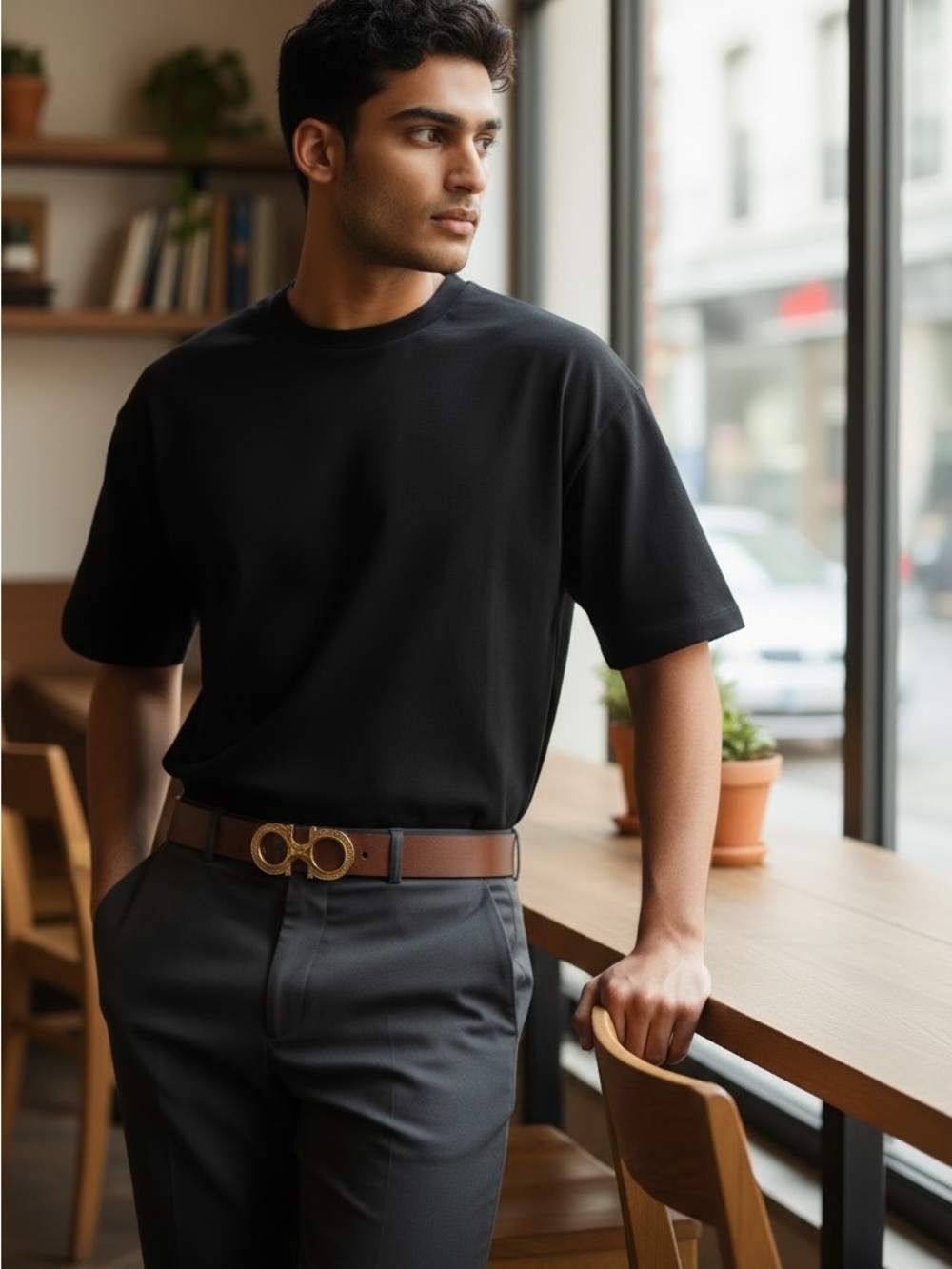 Rare Salvatore Ferragamo
Brown Leather Belt with Gold Gancini Buckle